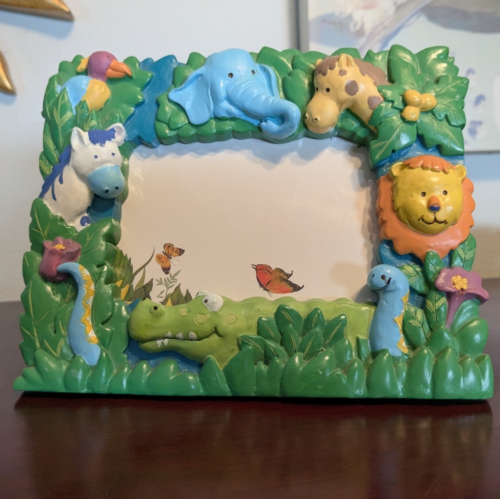 American Greetings Jungle Frame Kids Safari Zoo Animals Green 3.5"  x 5" Photo